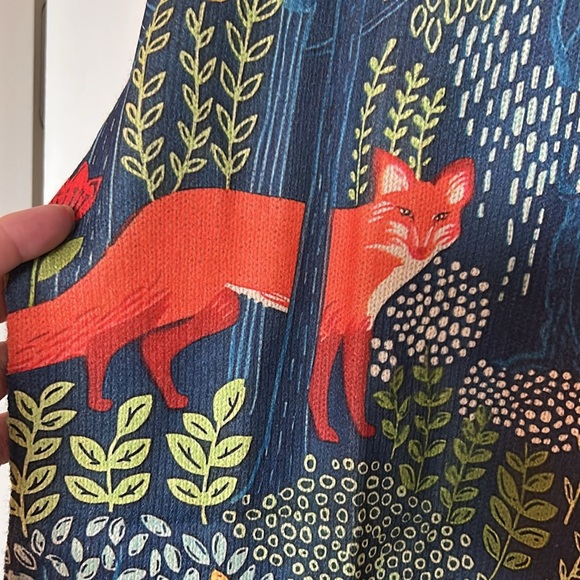 Fox Floral and Foliage Patterned Blue Neutral Anthropologie Sweater - Picture 3 of 10